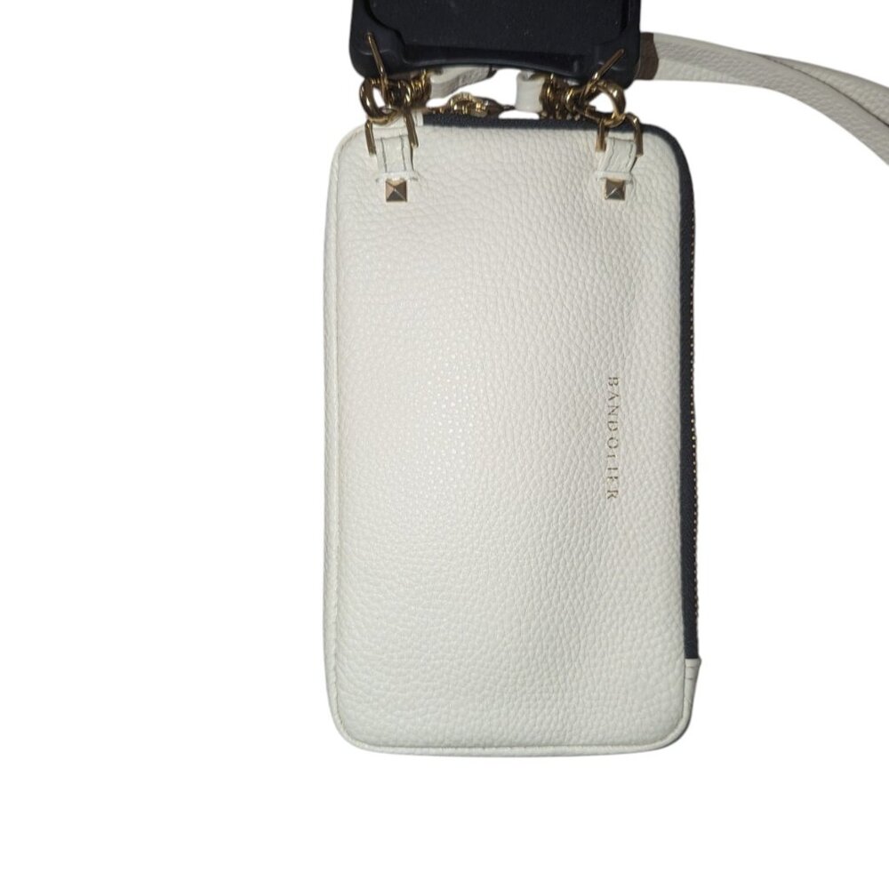 Bandolier Crossbody mini bag with strap and matching phone case in ivory